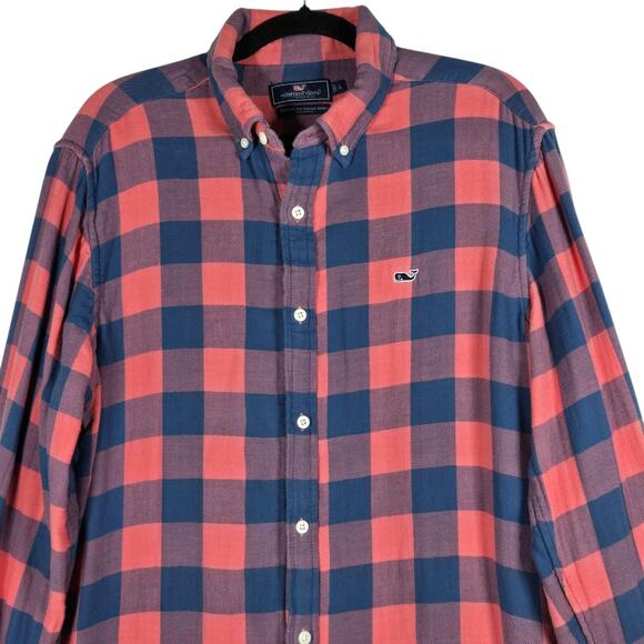 Vineyard Vines Whale Shirt Mens Large Classic Fit Flannel Plaid Preppy Utility - Picture 2 of 12